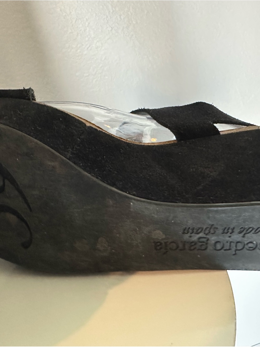 Pedro Garcia Black Suede Platform Sandals with Metallic Accent - Picture 4 of 4